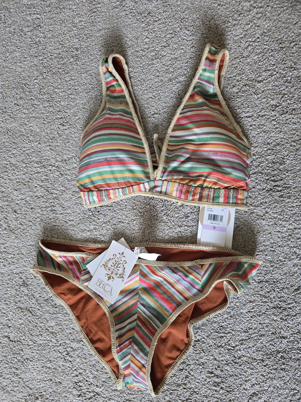 BECCA Multicolor Stripe Bikini Set - Rainbow Stripes